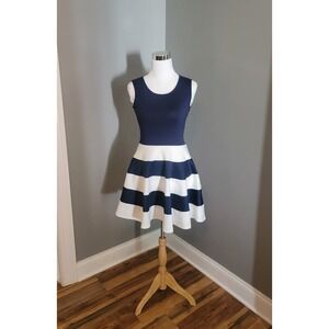 City Studio Navy Blue and White Striped Dress -NWT - SZ XS